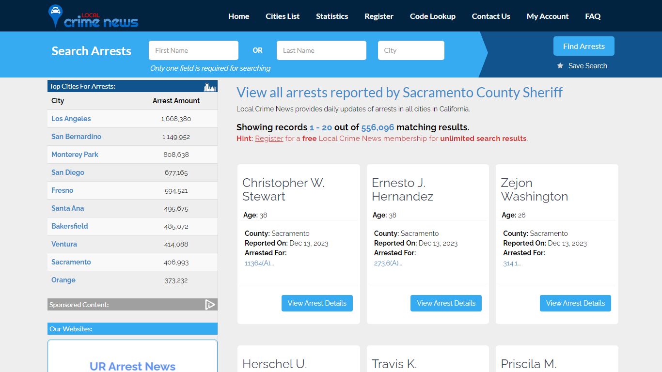 Arrests reported by Sacramento County Sheriff | Local Crime News