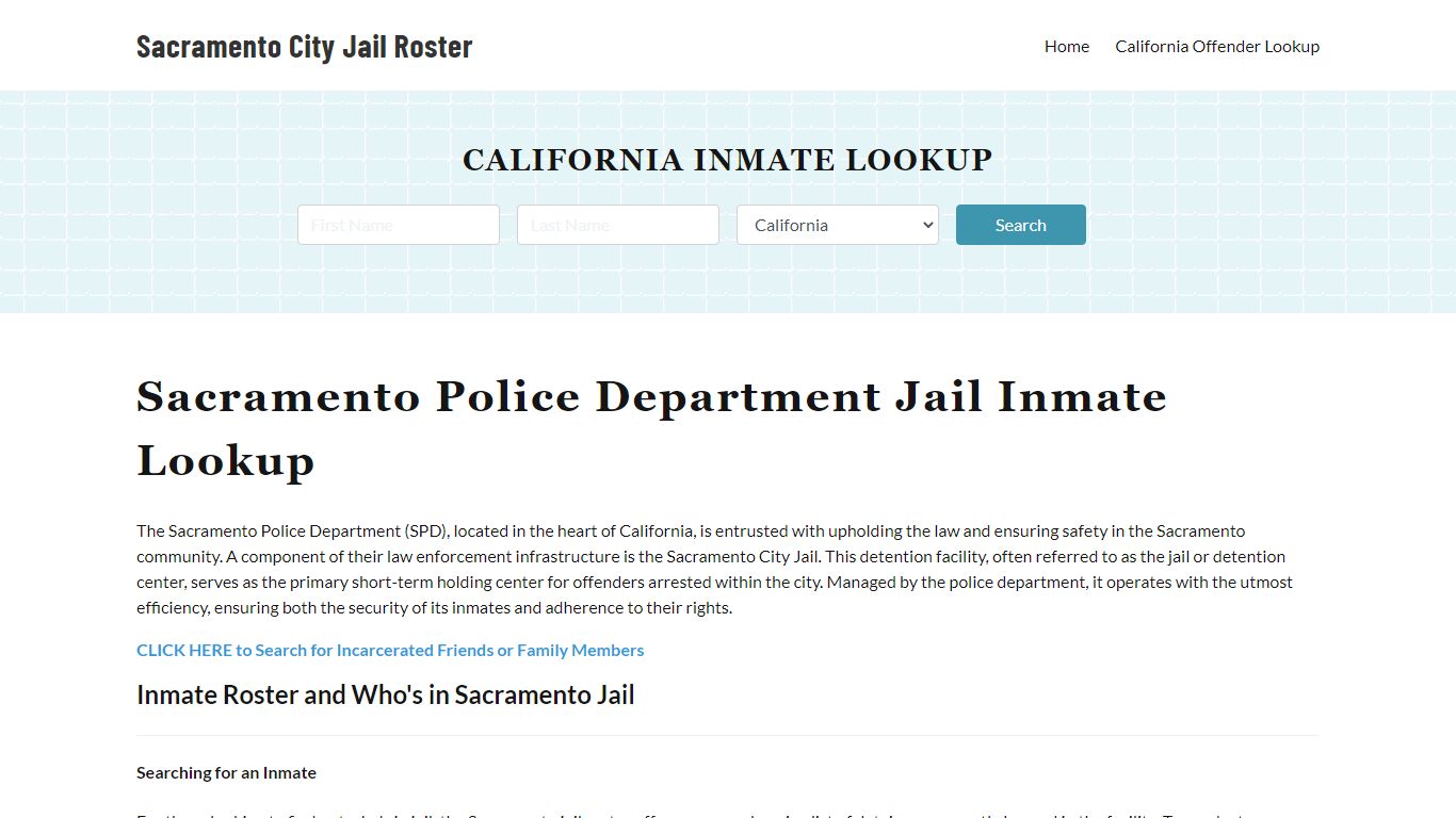 Sacramento Police Department & City Jail, CA Inmate Roster, Arrests ...